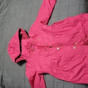 Pink lined raincoat- like new condition- good quality.